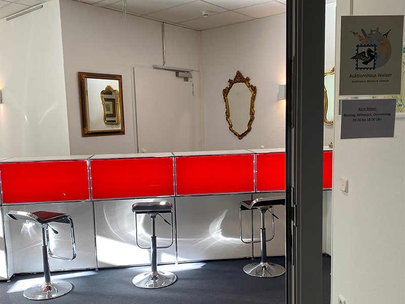 Auktionsraum für Briefmarkenankauf und Münzenankauf vom Auktionshaus Weiser in Langen