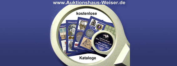 kostenlose Kataloge beim Auktionshaus Weiser in Frankfurt für Birefmarken und Münzen