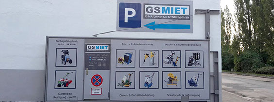 Einfahrt von GS Miet Maschinen Mietzentrum Frankfurt